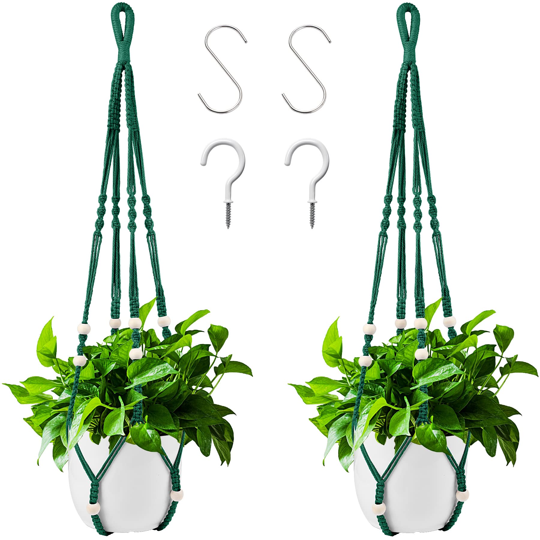 Amazon.com: Augshy Macrame Plant Hangers Dark Green Hanging
